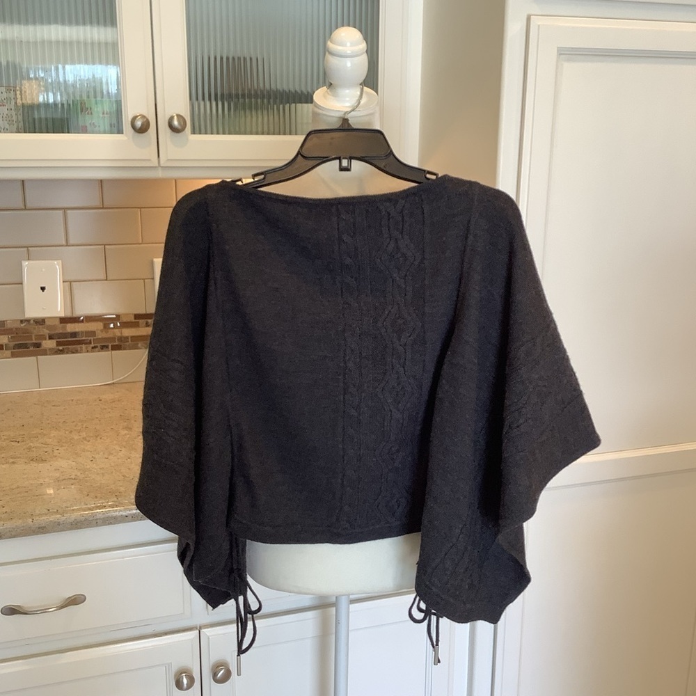 Gray Wool Poncho Sweater